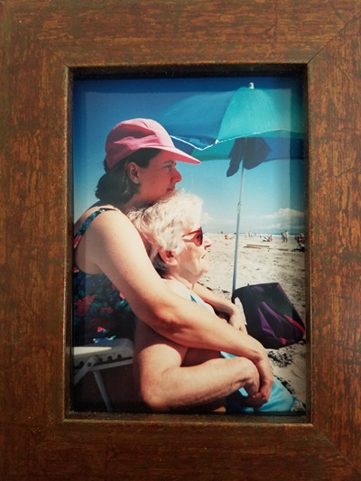 Lynn and her Mom at the beach